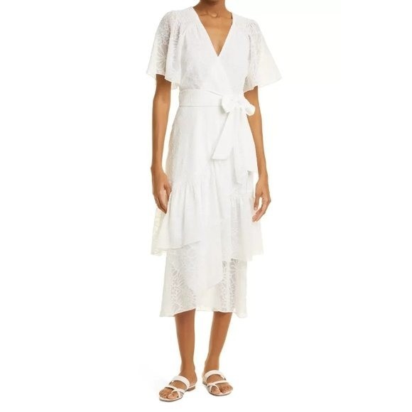 Tanya Taylor NWT Wrap Dress Layered Brittany White Bow Ruffle 4