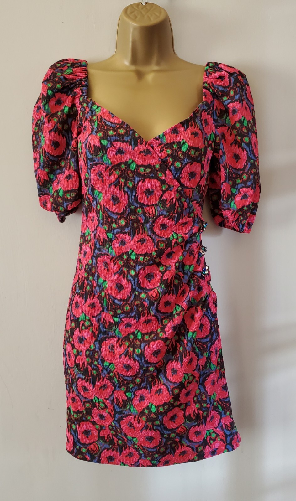 Ba&sh Lab Creative Dolly Jewel Button Summer Mini Dress Size 0 UK 6 New RRP £230