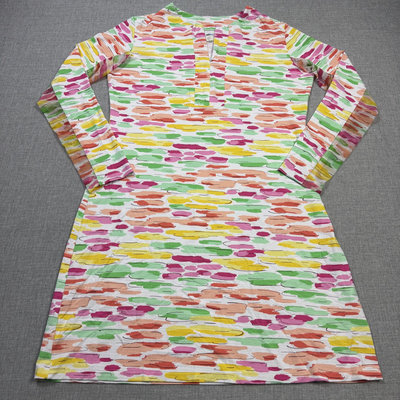 IBKUL 1/4 Zip Dress Womens Large Multicolor Striped Long Sleeve Golf Activewear
