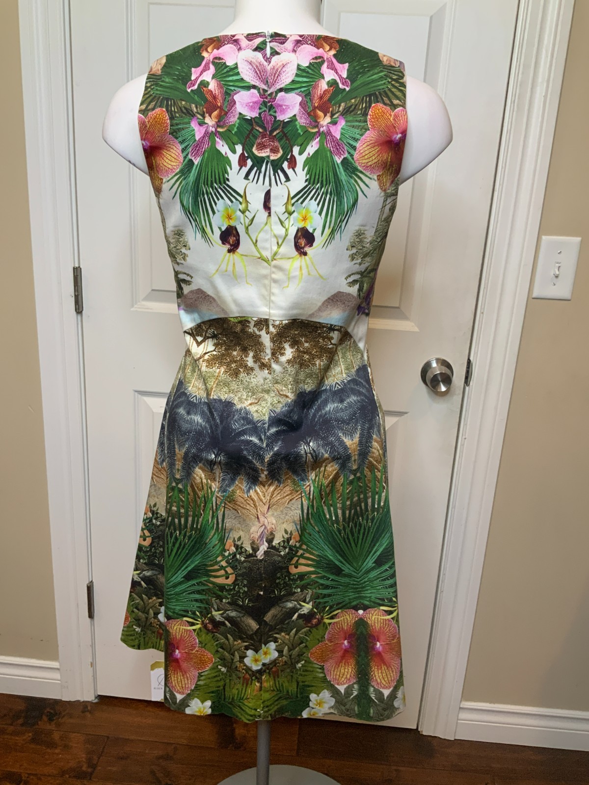 Beatrice B Jungle Print Sleeveless Fit & Flare Dress, Size Small