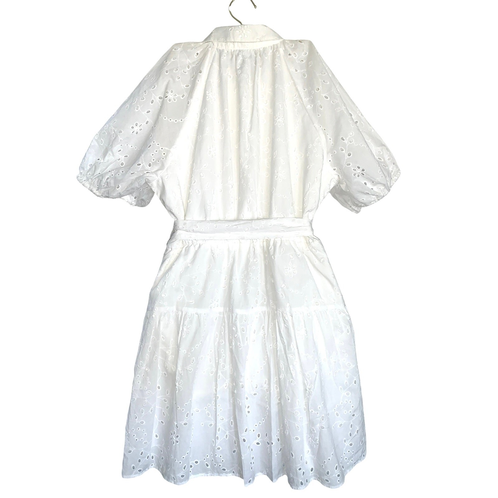 Eyelet Balloon Short Sleeve Mini Shirt Dress Sz Small NWT White A New Day
