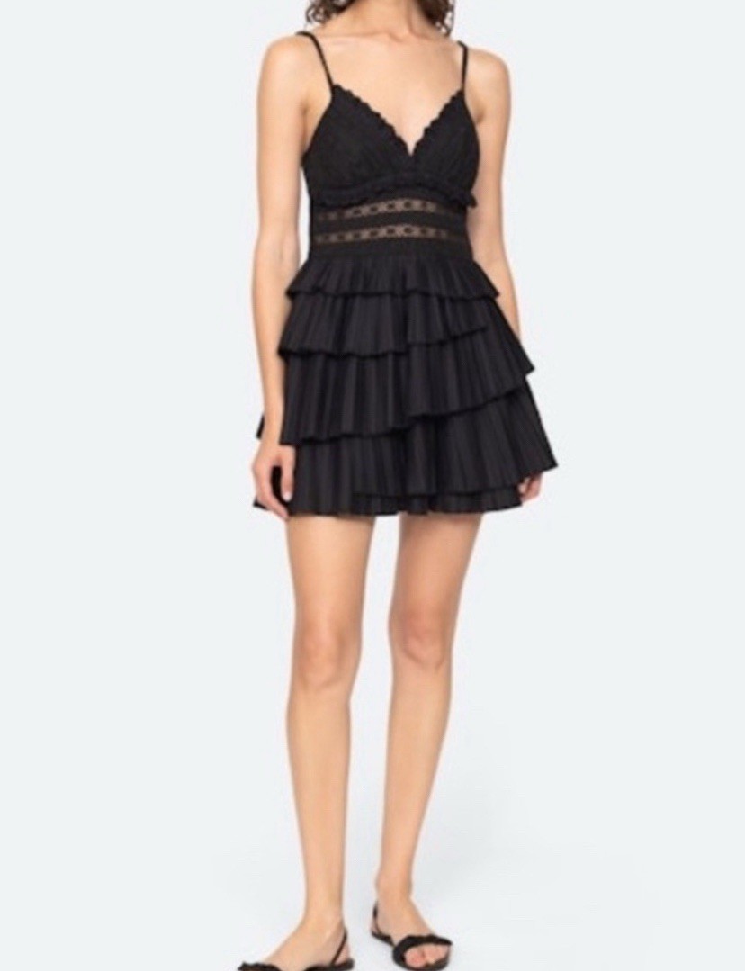 Sea New York Antonina Ruffle Mini Dress In Black Size 4