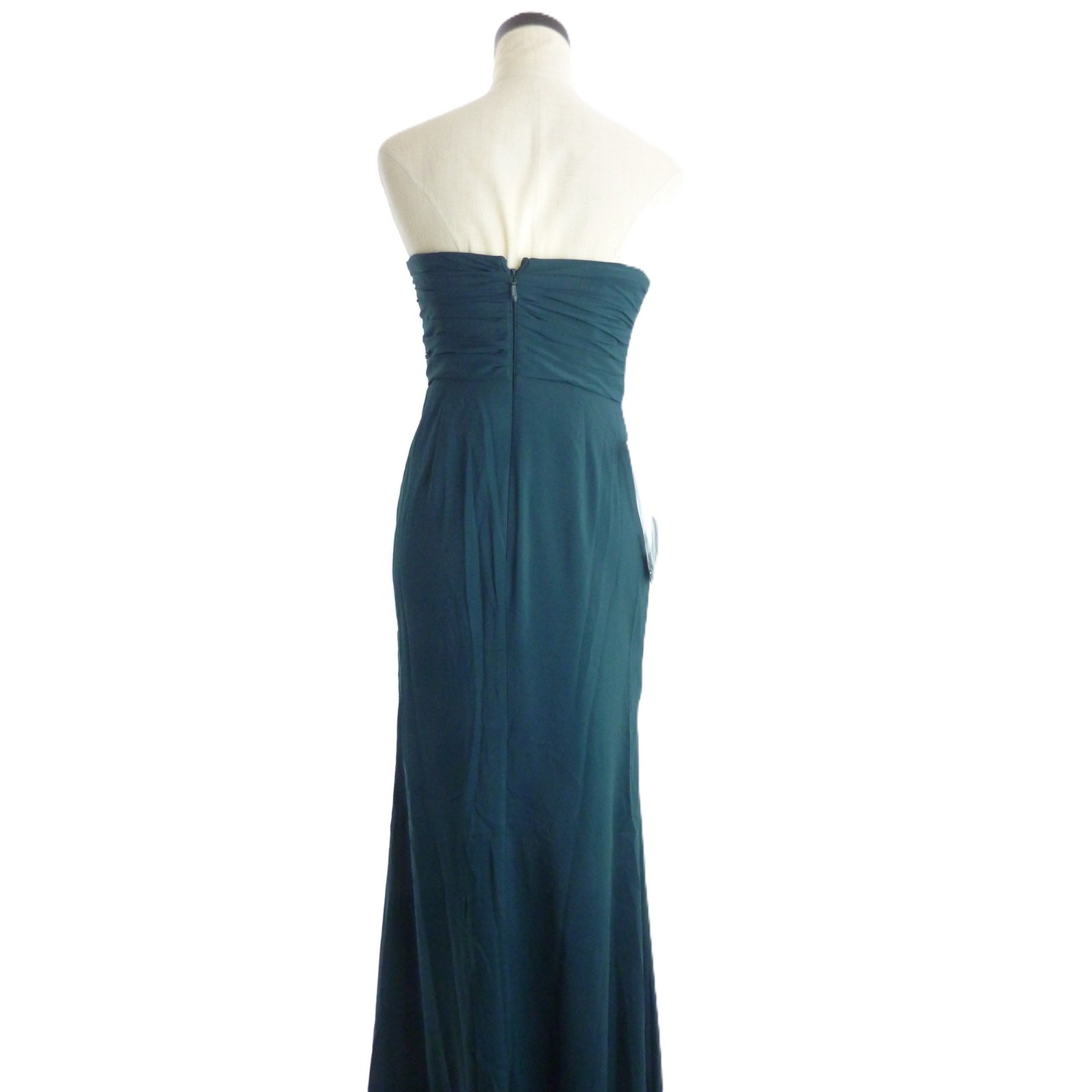 NWT Azazie Pine Sheath Square Neckline Pleated Stretch Chiffon Convertible Dress