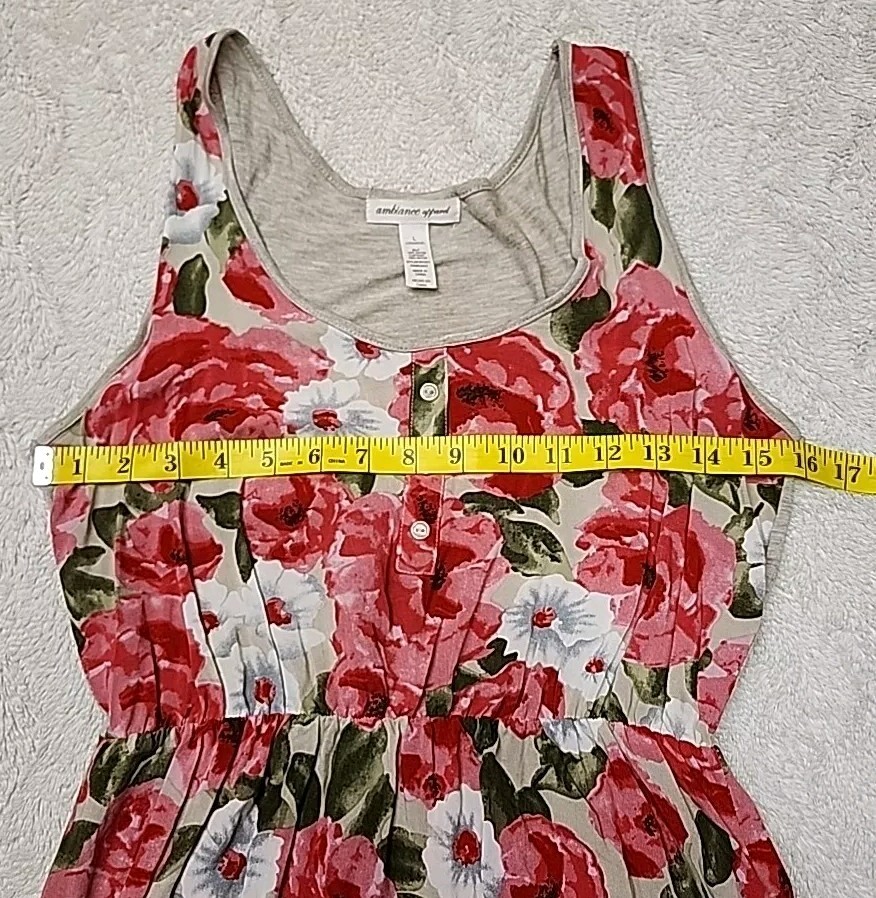 •Ambiance Apparel Junior’s Sleeveless Floral A-Line Short Dress Large Multicolor