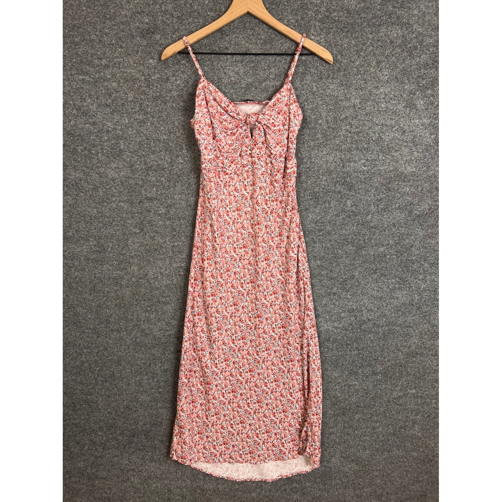 Abercrombie & Fitch Midi Dress Womens Medium Pink Excellent Floral Knot Front