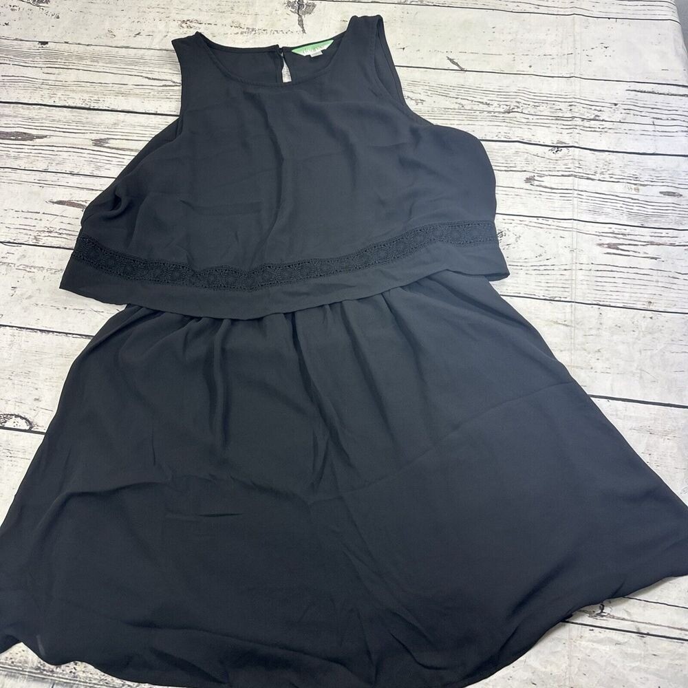Decree dress womens size XL black tank top Overlay Embroidered sundress Lined