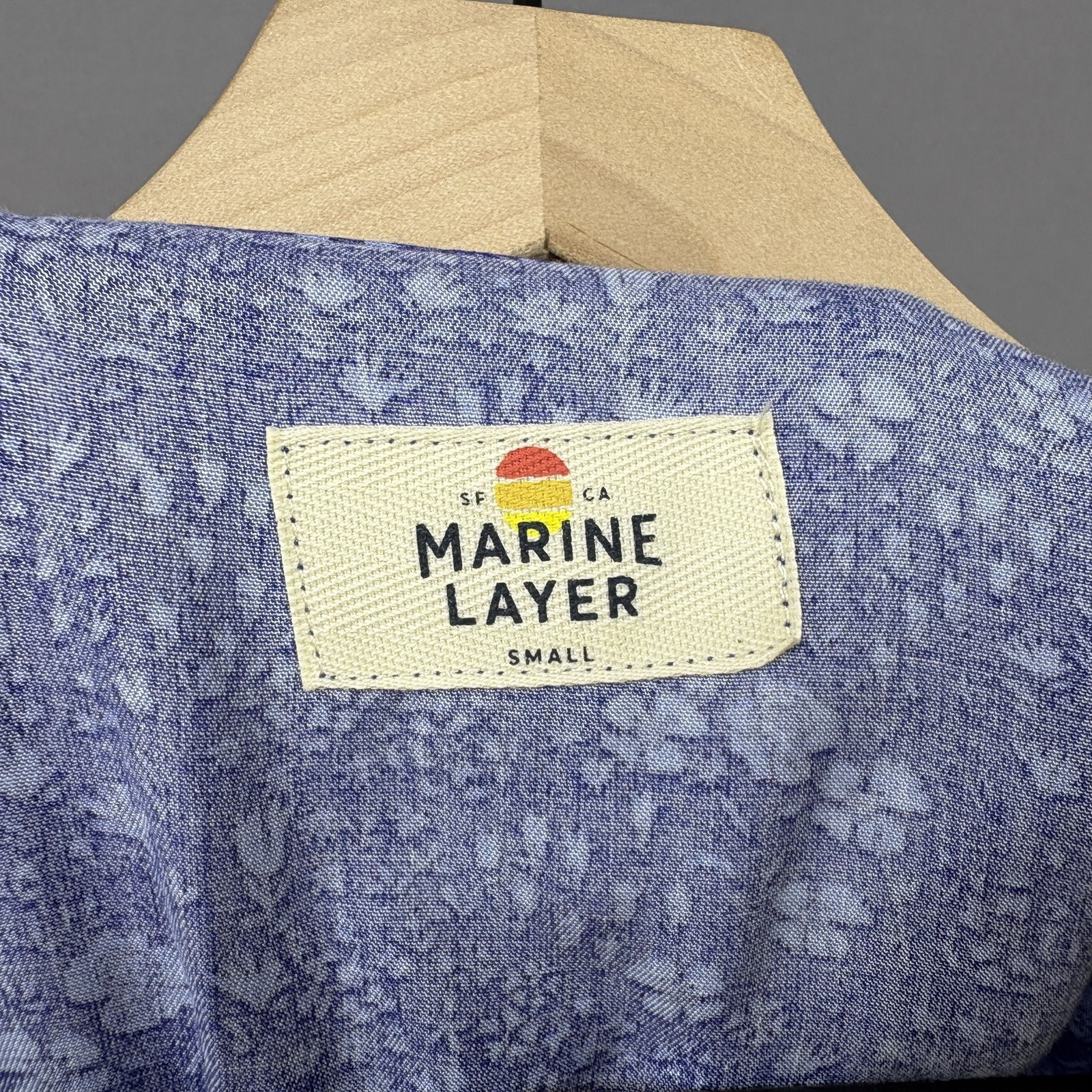 Marine Layer Camila Mini Dress S Blue SF Toil Print Button Front Tie Waist 2022