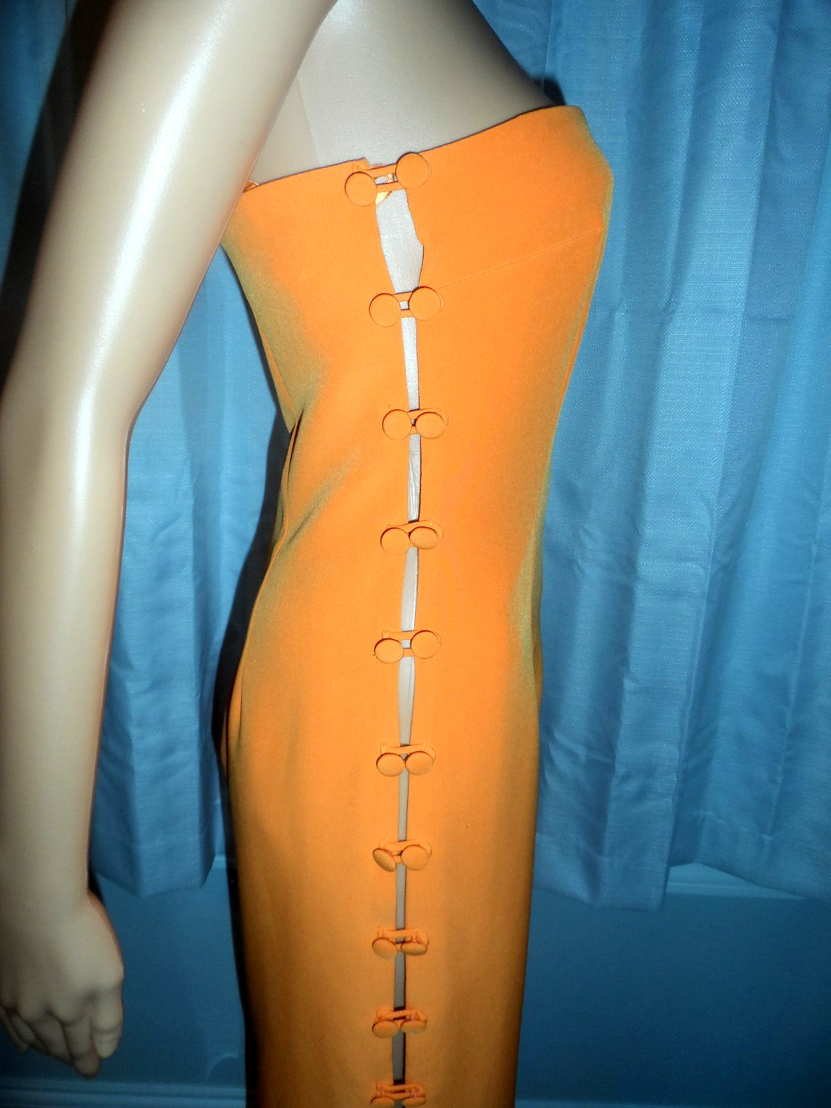 Pretty Gianni Bini size 4 orange side button cut out midi dress women NWT