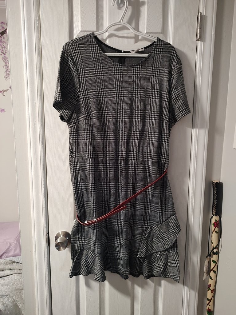 London Style Collection Plaid Ruffle Hem Dress