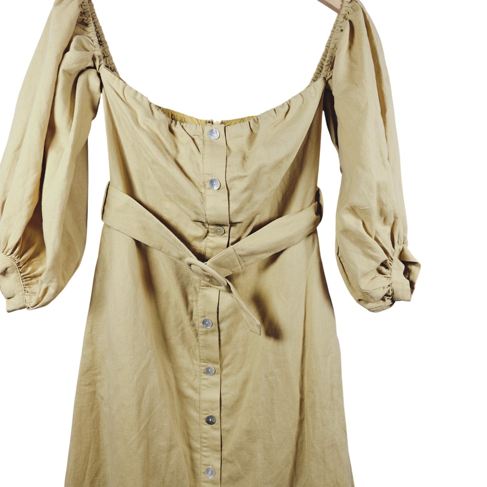 Capulet Monroe Light Yellow Off-the-Shoulder Button-Up Midi Dress
