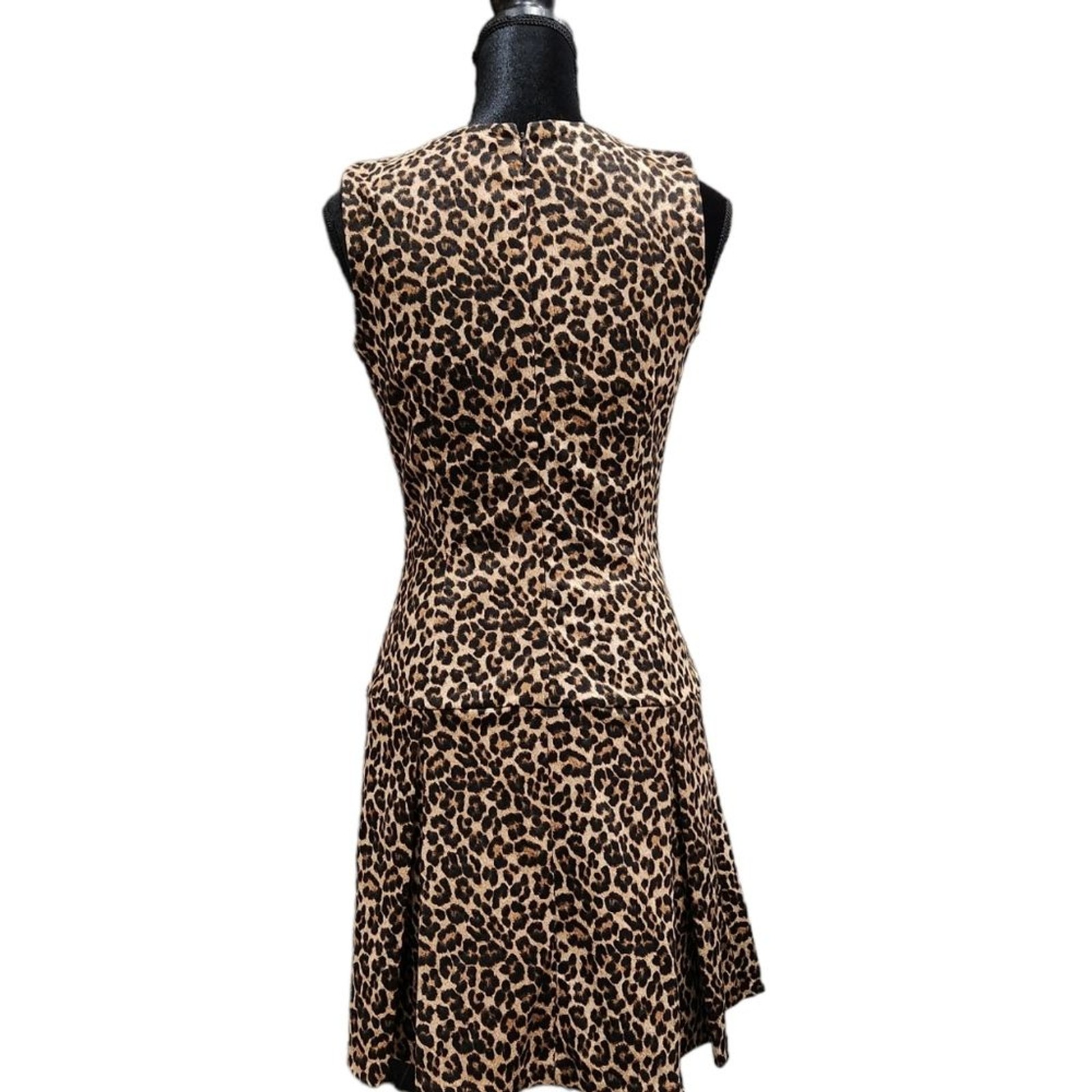 Michael Kors Leopard Print Neutral Sleeveless Knee Length Mini Dress 2