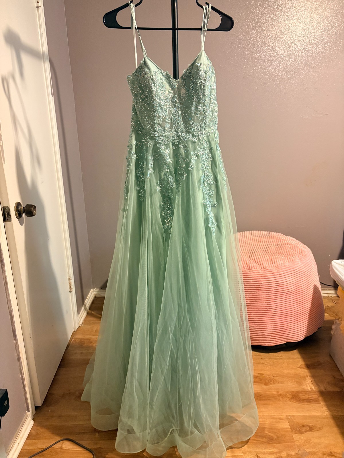 Say Yes – Mint Green Lace-Bodice Tulle Gown Sz 11/12