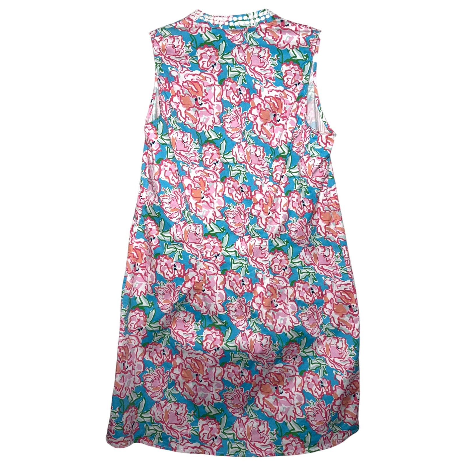Mud Pie Large Floral Shift Dress Pink Blue Sleeveless Resort Preppy