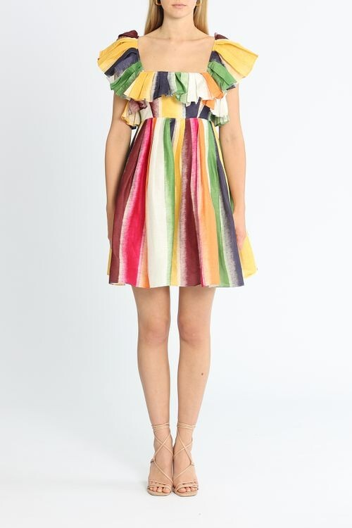 LEO LIN Fortune Stripe Tie Back Dress Multi Party Festival Size 10 AU Preloved