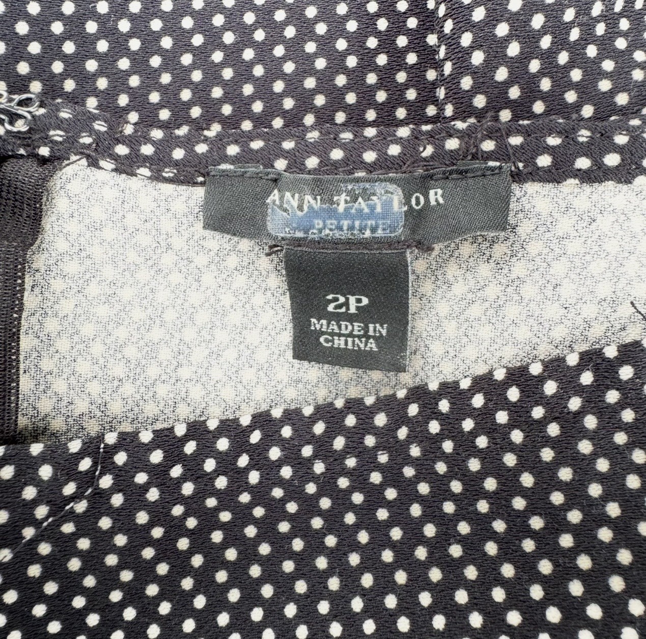 Ann Taylor Square Neck Dress Womens Black Tan Geometric 3/4 Sleeve Petite Size 2