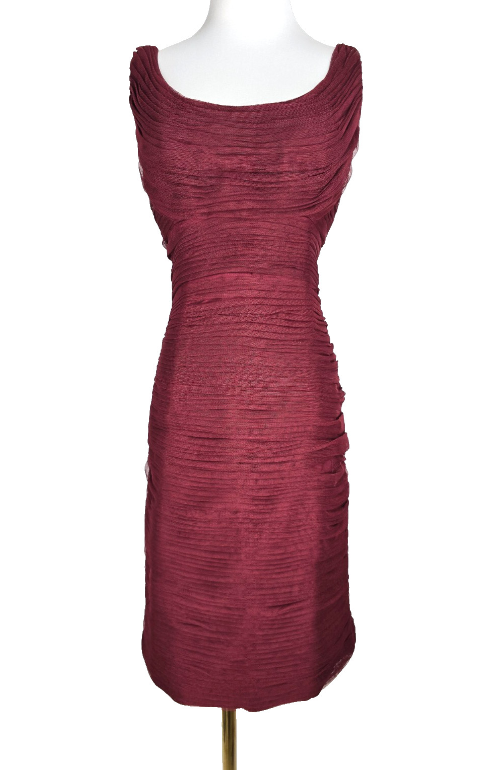 ML Monique Lhuillier Maroon Dress Draped Folds Tulle Cocktail Formal Dress 6