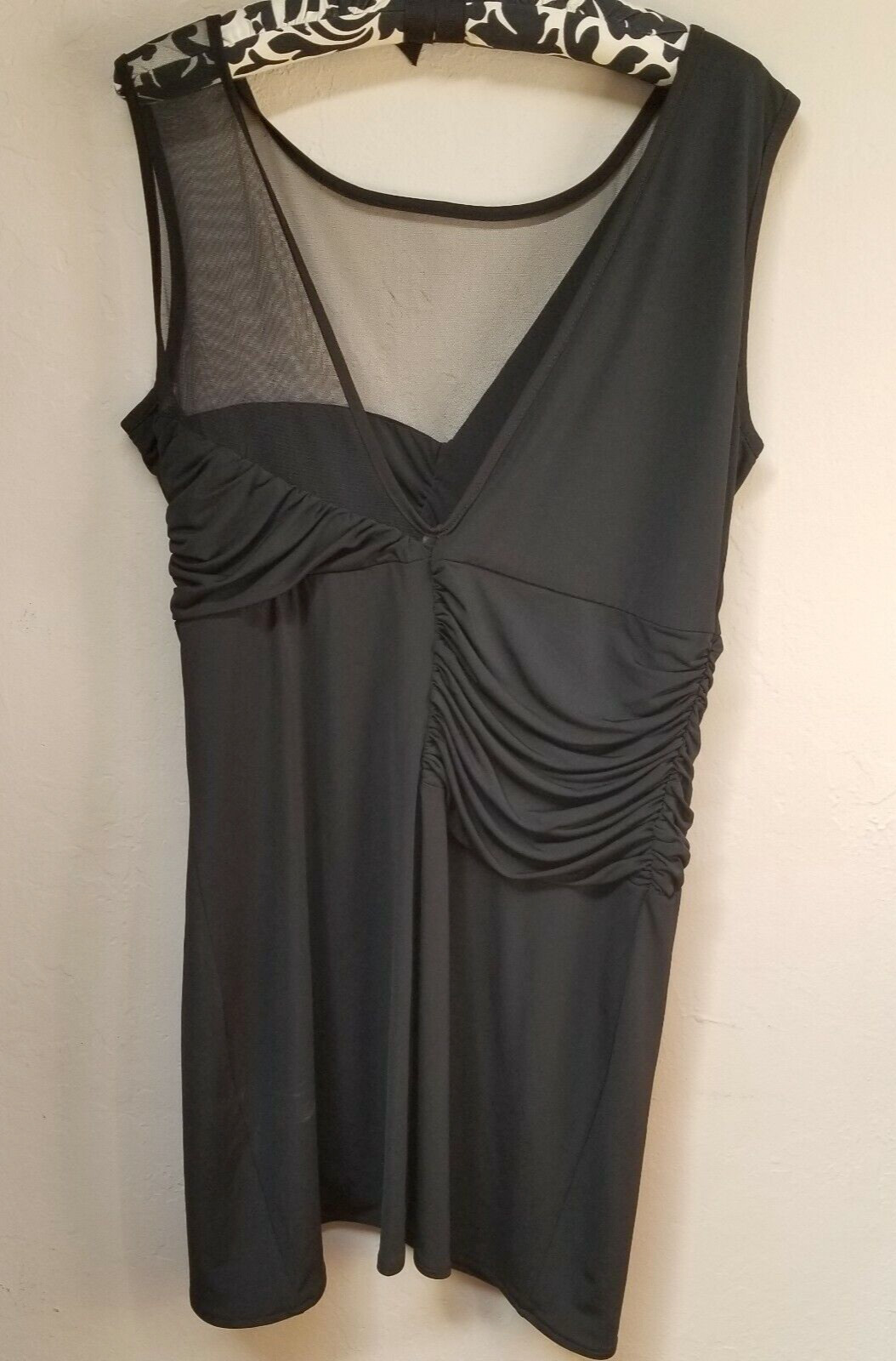 New Iron See-Through Ruffle Mini Party Dress Large Black Sleeveless Stretch
