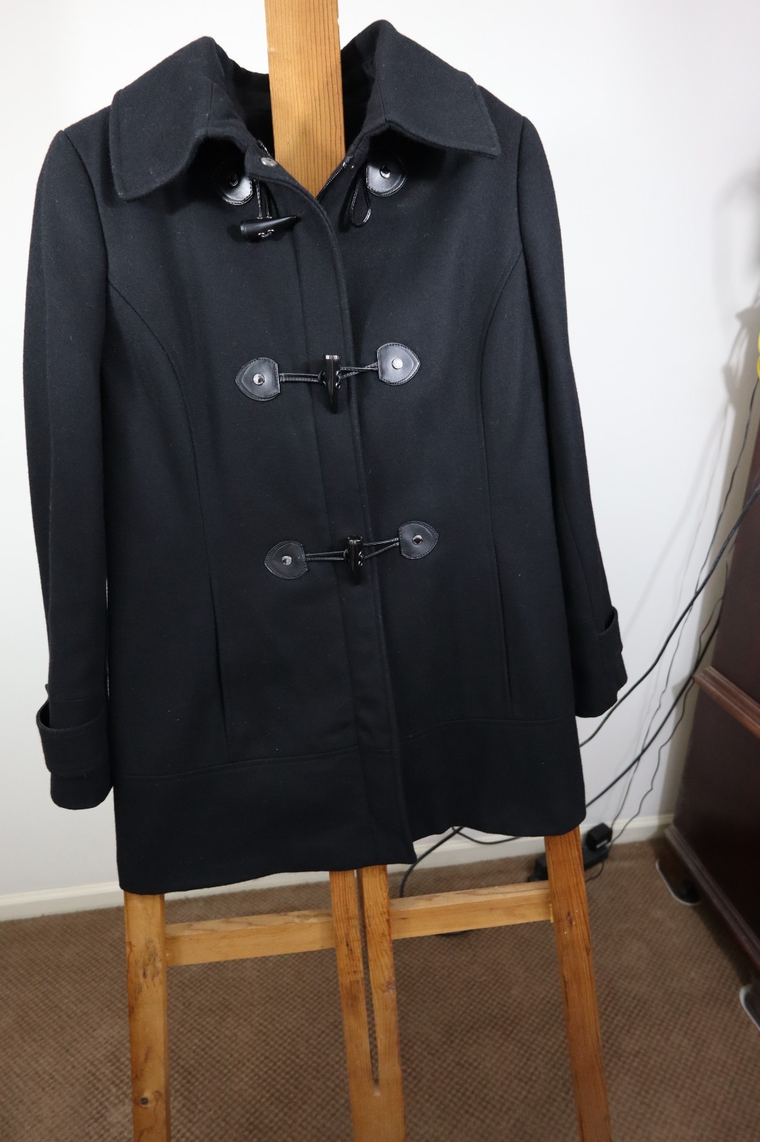 Calvin Klein Dress Winter Coat, Mid to Heavy, Size 12, Black, 32 inches Long.