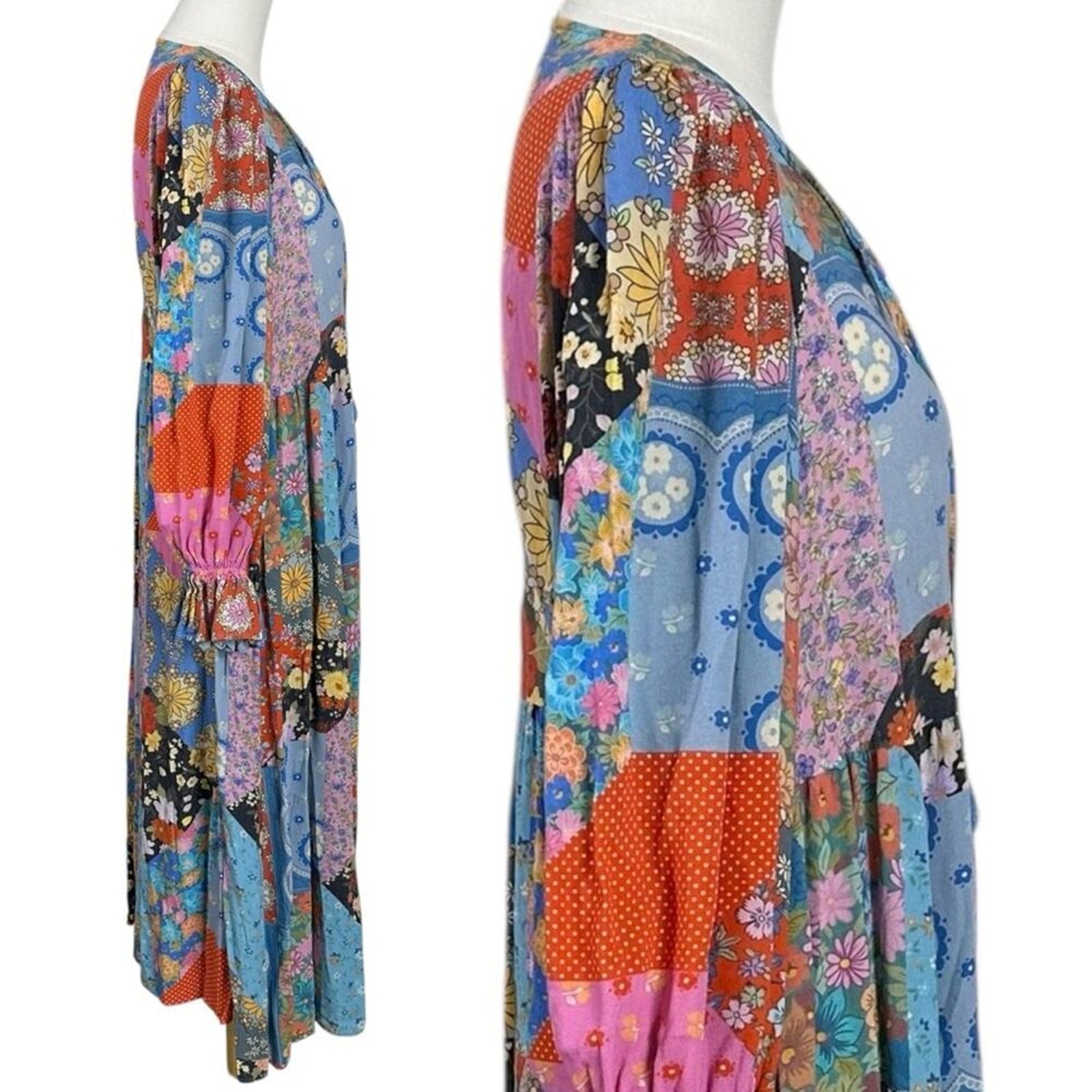Spell & the Gypsy Bohemian Patchwork 70s Witchy Cha Cha Maxi Dress Size Small