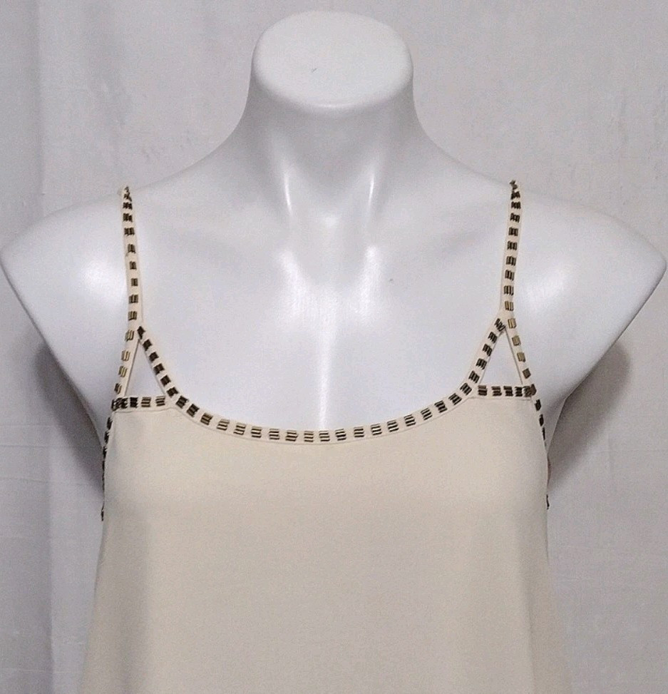Forever 21 Beaded Strappy Back Chiffon A-Line Slip Dress Medium Flowy Boho Chic