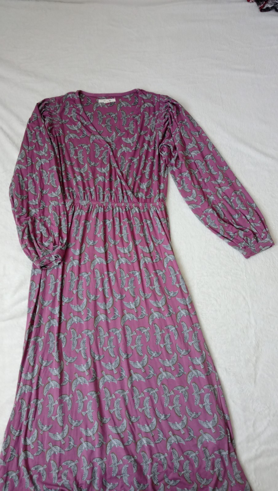 White Stuff long sleeve viscose and elastane midi dress aize 10