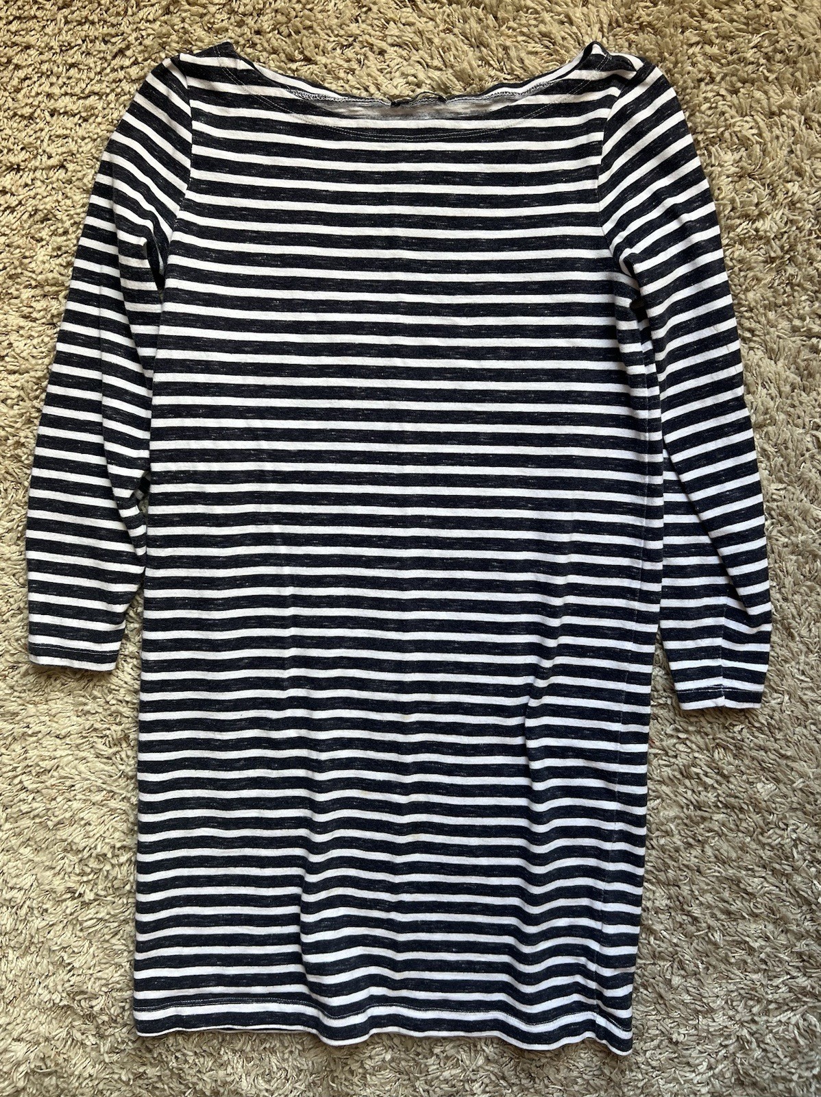 Gap Women’s Tee Shirt Navy/Grey & White Stripe Dress Size Small