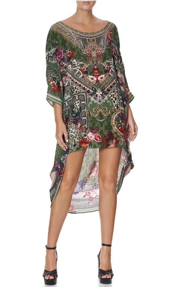 BNWOT Camilla Scoop Back Hem Dress ‘Tales of Time’ O/S, 100% SILK RRP$649