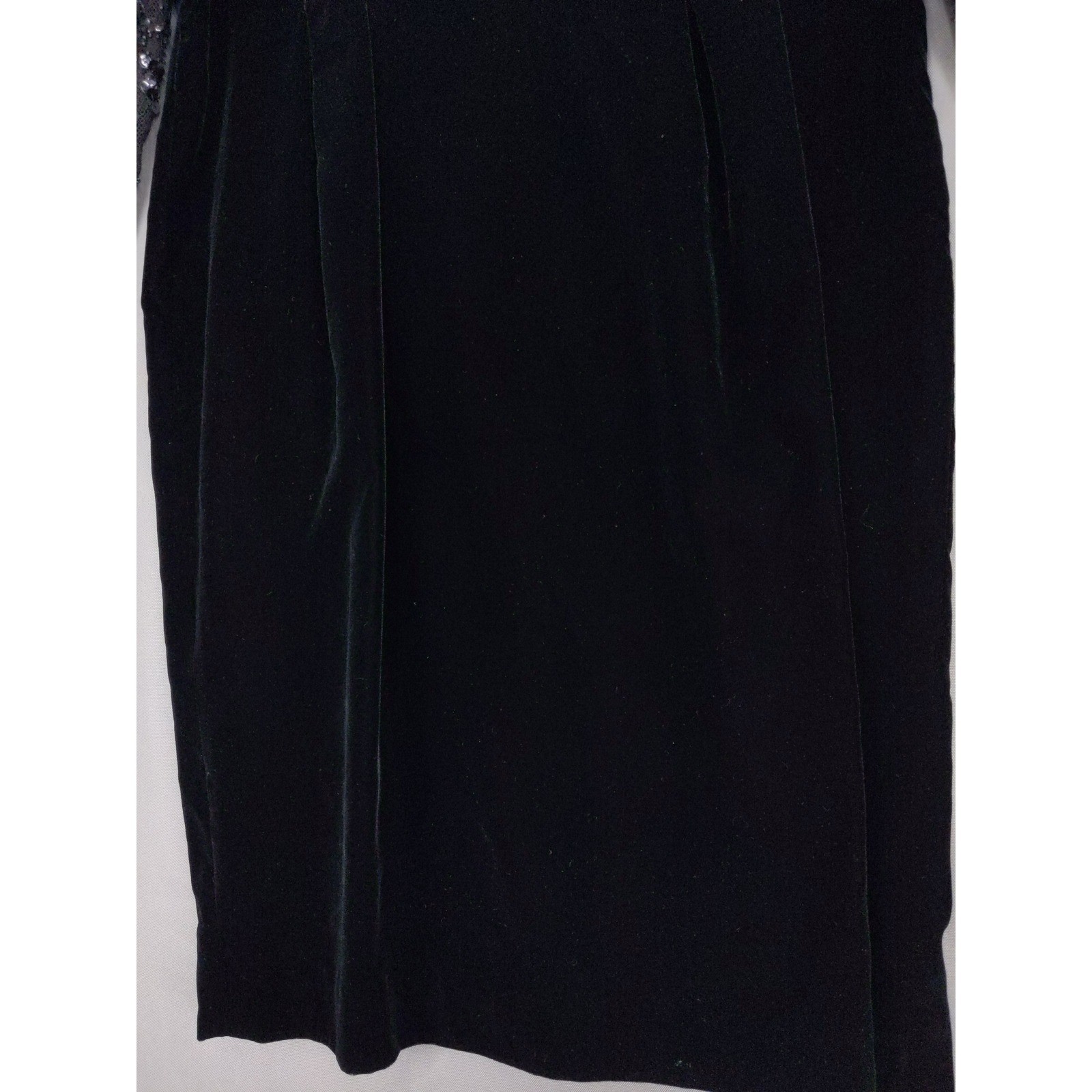 Talbots Sheath Dress Women 10 Black Sequin Beaded Lace Velvet Long Sleeve Formal
