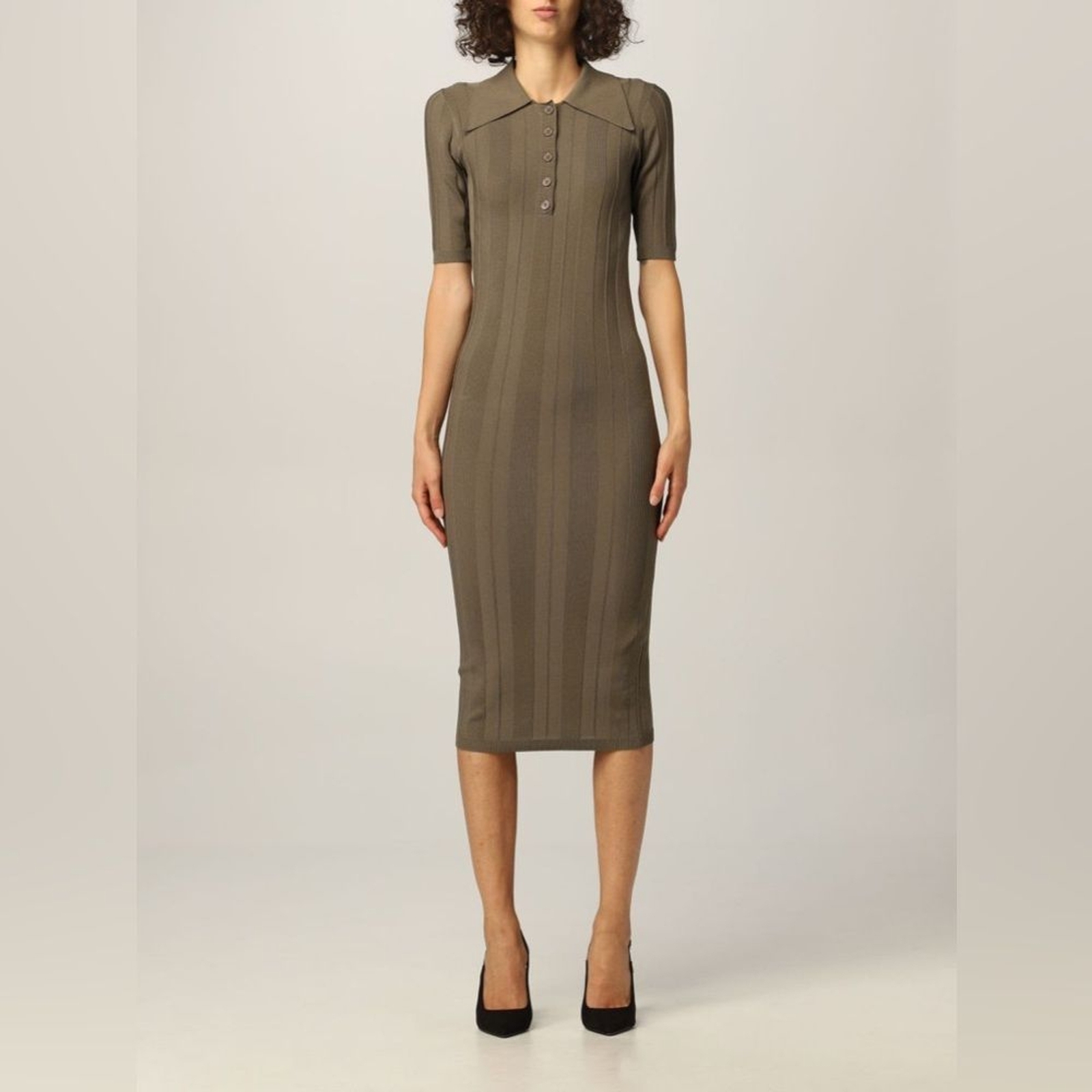NWT Remain Birger Christensen Evial Knit Polo Dress Sz 34/ US 2 Olive