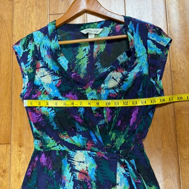 Presley Skye Womens Silk Artsy Wrap Dress Size Petite S Career Work Watercolors