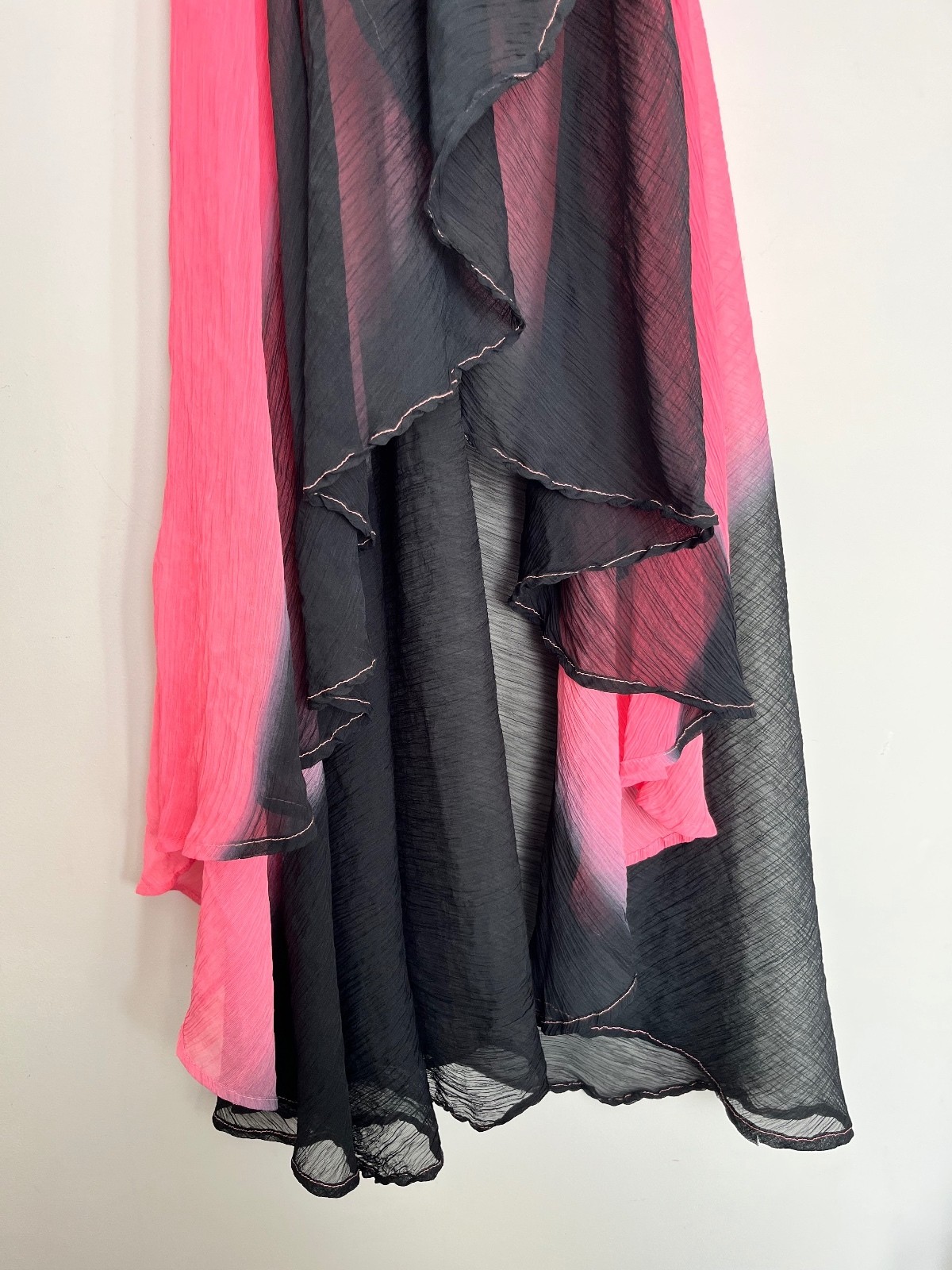 F&F Pink Black Ombre Pleated High Low Maxi Dress – Size M