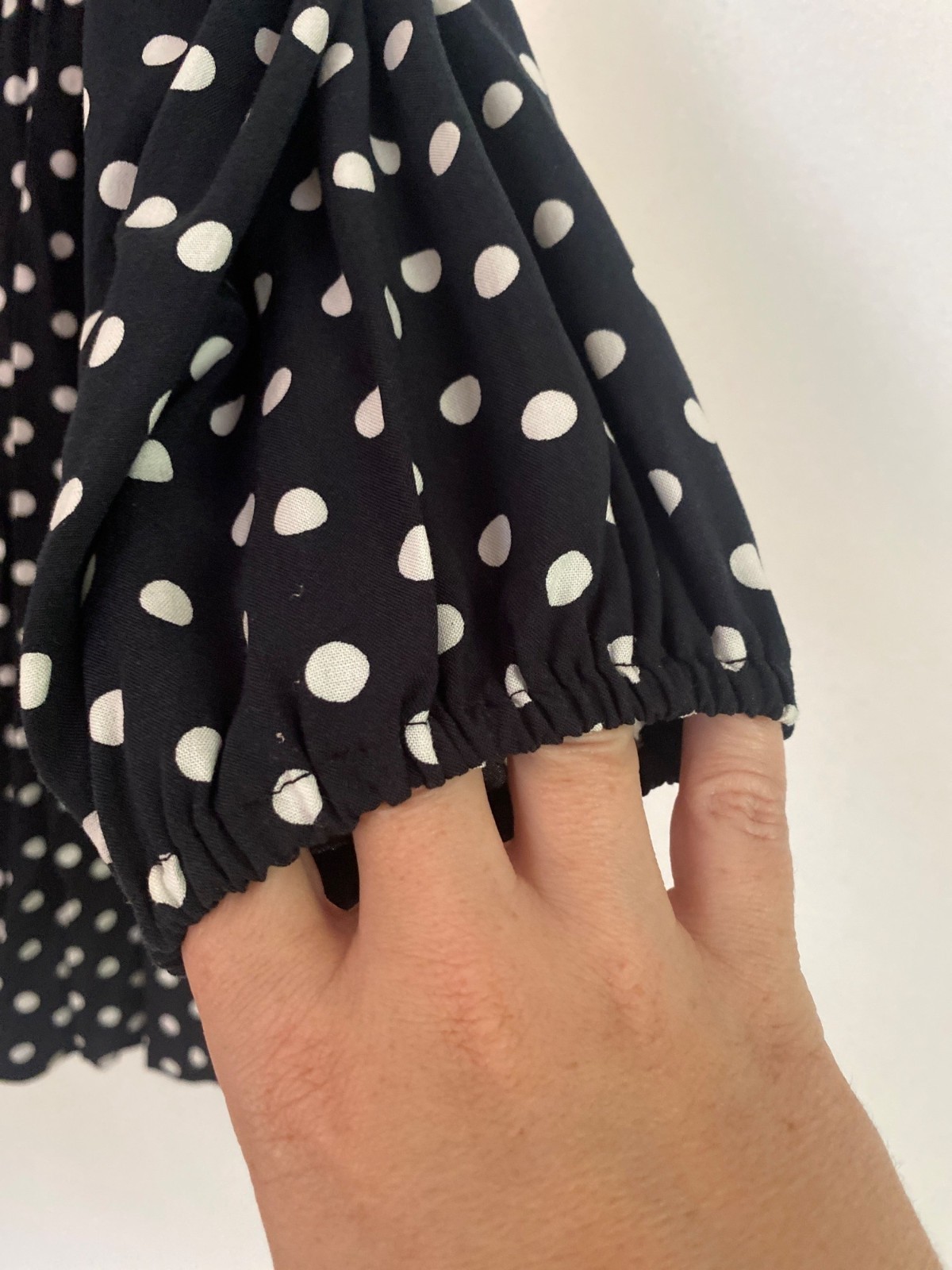 NWT Stradivarius Black & White Polka Dot Long-Sleeve Tiered Mini Dress Size M