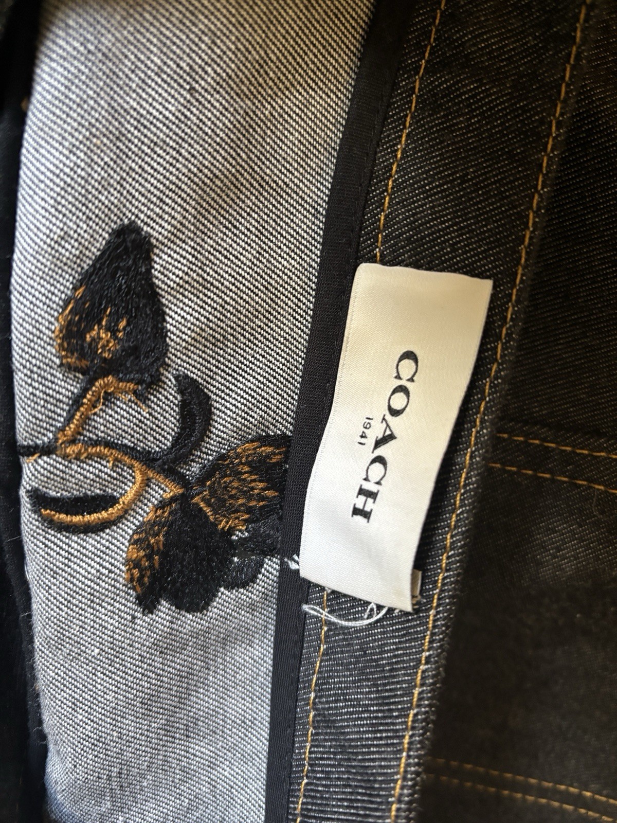 Coach 1941 Japanese denim black concho buttons dress 86966 embroidered Small