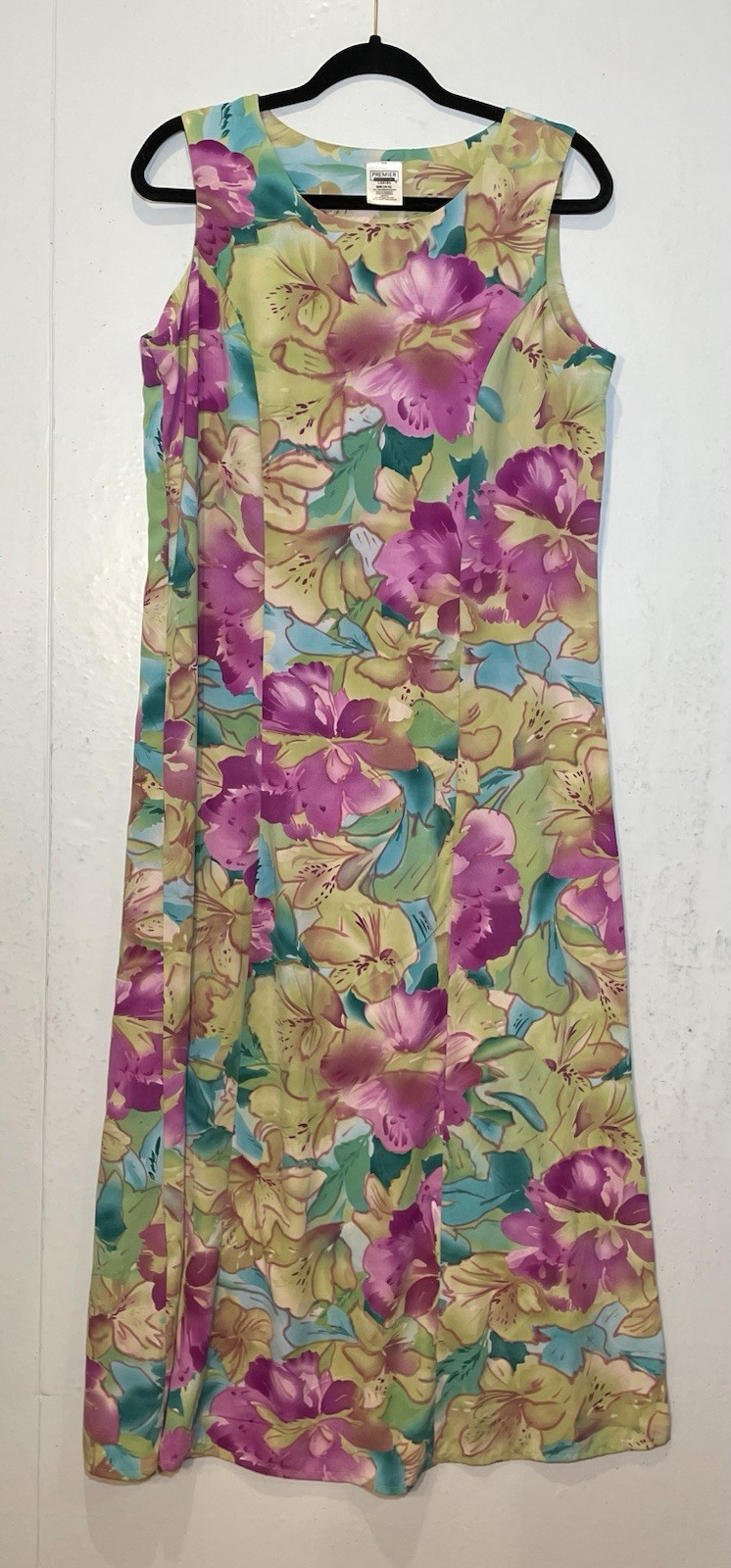 Premier International Watercolor Floral Maxi Dress Size M Hawaiian Tropical