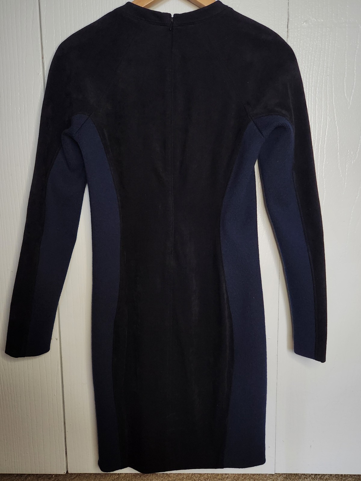 T By Alexander Wang Long Sleeve Scuba Zipper Dress Colorblock Blue Black Size 6