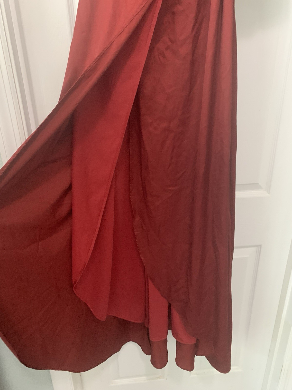 Baltic Born Women’s Rust Solid Wrap Maxi Dress V-Neck Short Sleeve Ruffle Sz S