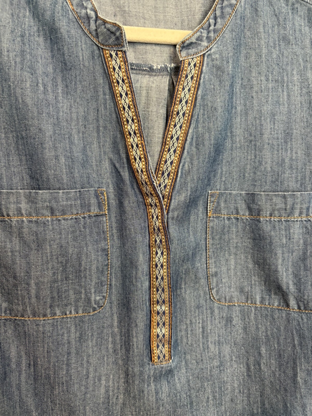 Spence Boutique Chambray Dress Roll Up Sleeves Ribbon Detail Sz 8 EUC