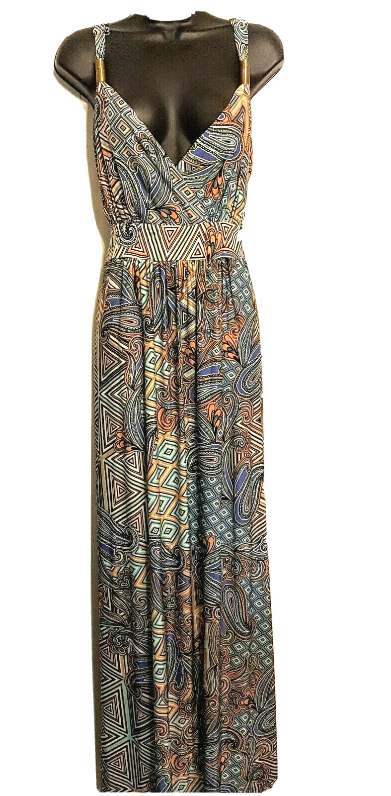 Studio West MAXI DRESS Geometric Graphic Print size 1X Comfortable Casual Summer