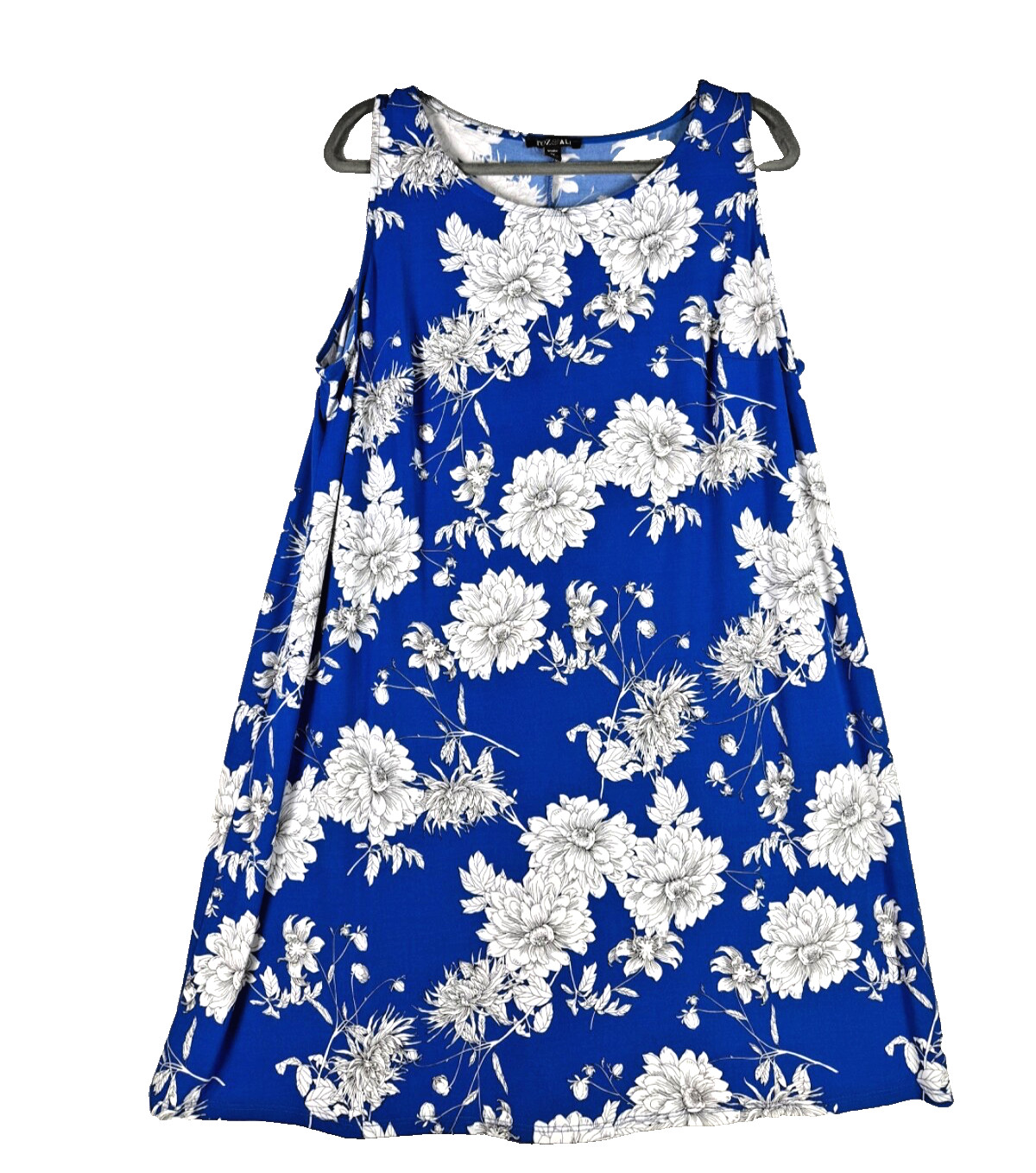 Roz & Ali Womens Dress Floral Shift Swing StretchBlue White Floral Sz 2X Pre-Own