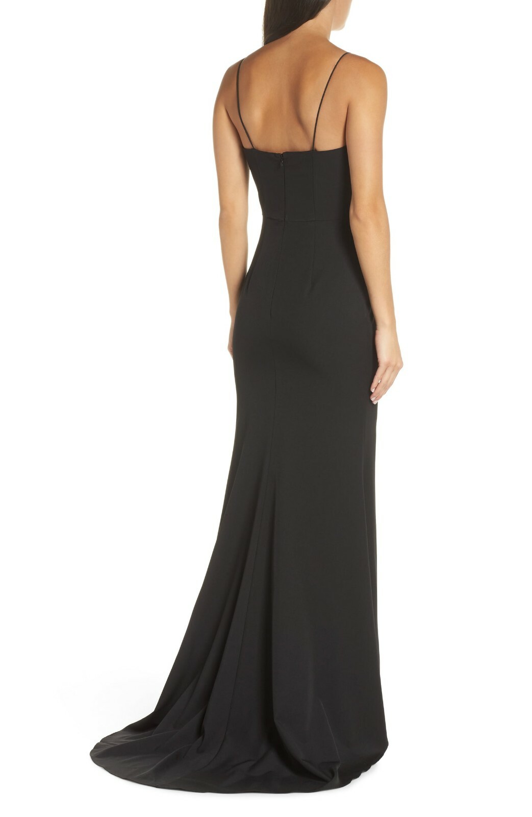 JARLO Black Square Neck Camisole Tank Mermaid High-Low Gown w/ Train 4 US = S