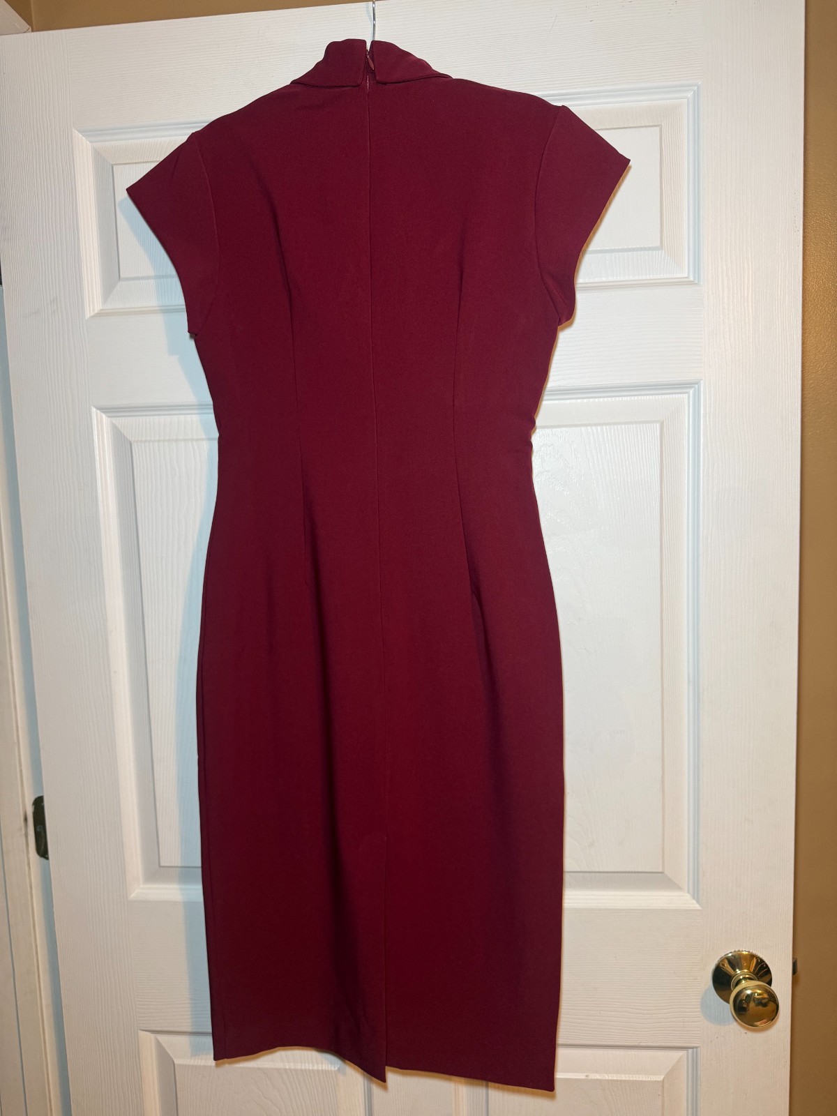 Mooyius Burgundy Blazer Wrap Dress Belted Asymmetrical Pencil Silhouette Size M