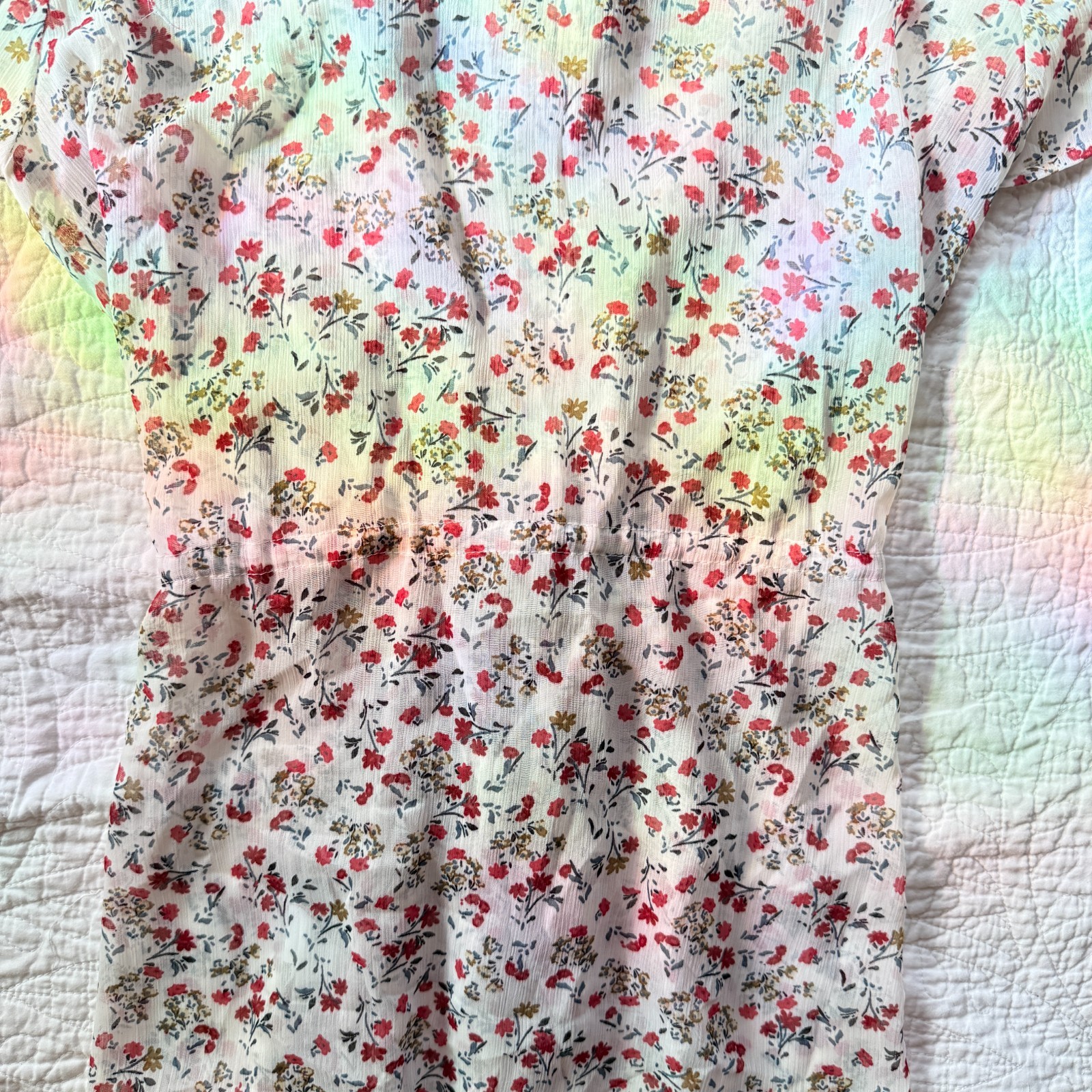 NWT DR2 Garden Party Ditsy Floral Sheer Dress Duster Cardigan Size S Cottagecore