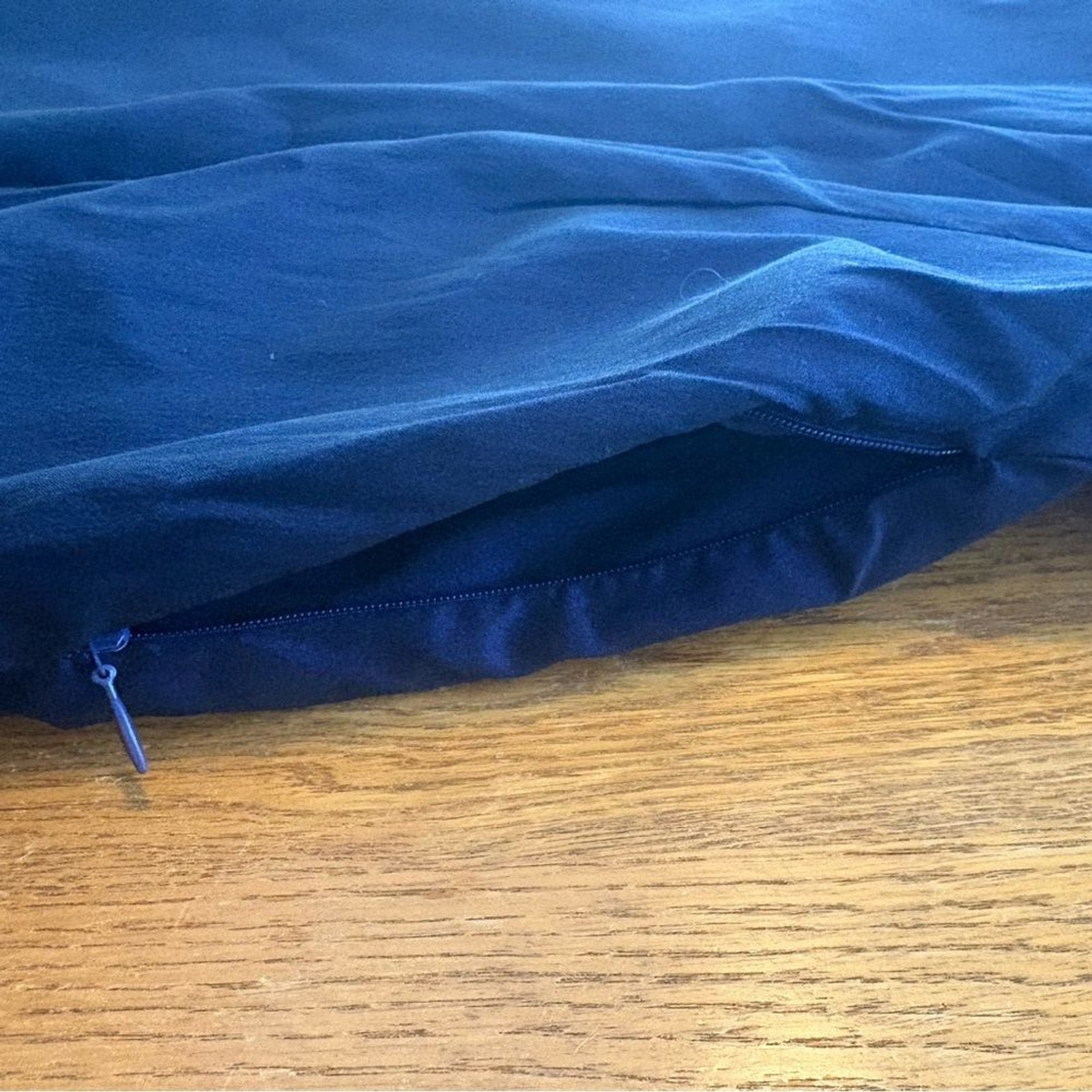 SAMUEL DONG Front Winged Drapey Shimmery Cobalt Below Knee Dress Zip Pockets S