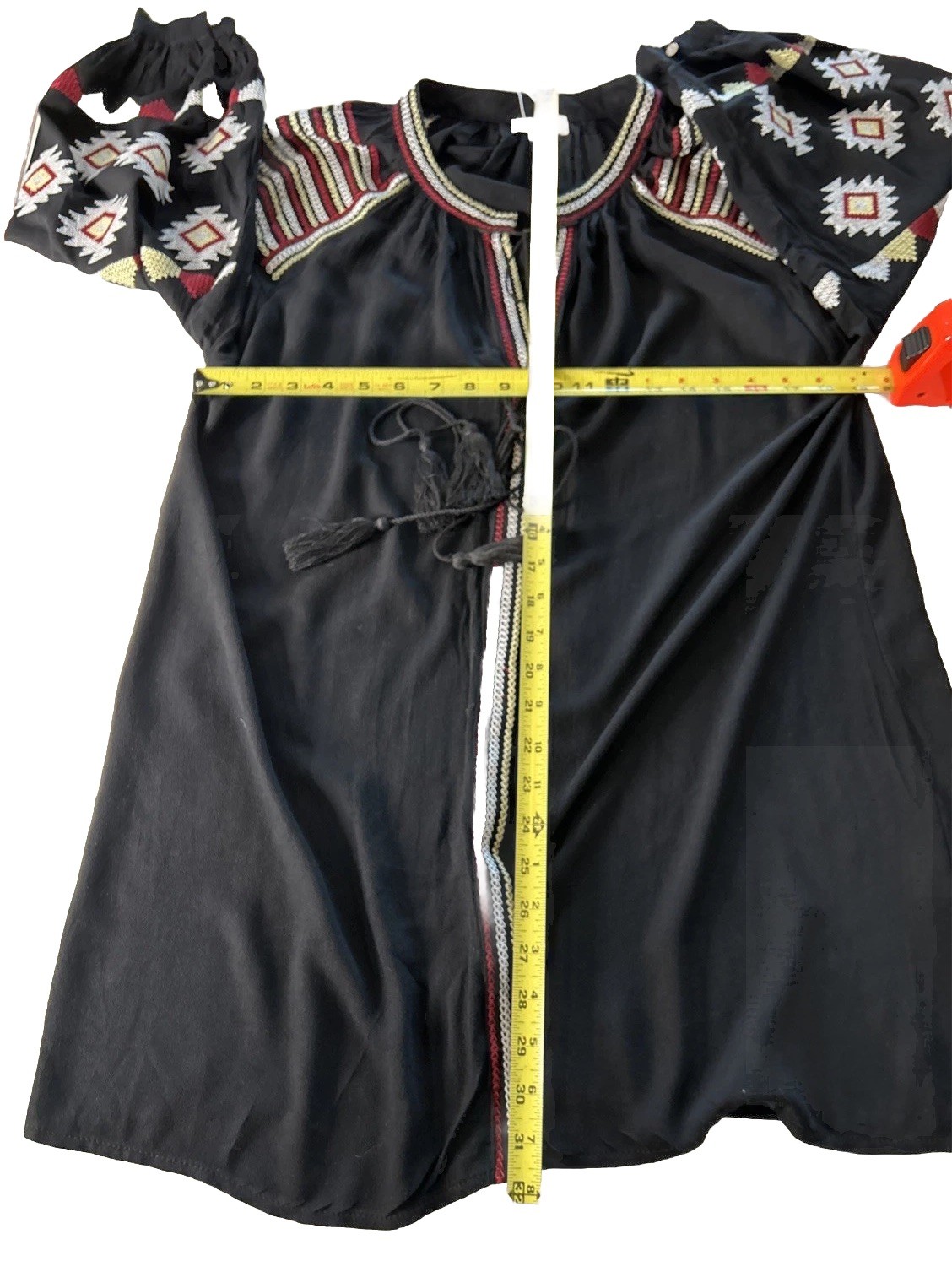 Velzera Aztec Bohemian Tunic Mini Dress Women Med. Festival Hippie Embroidered ￼