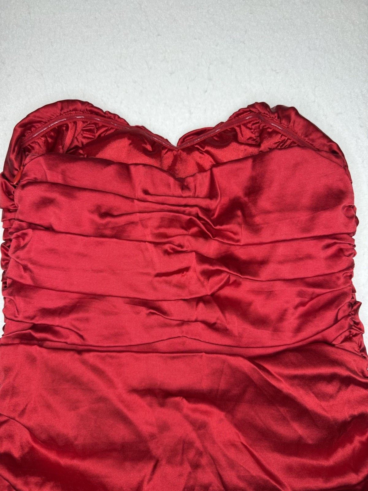 Express Red Silk Sweetheart Ruching Strapless Mini dress Unworn
