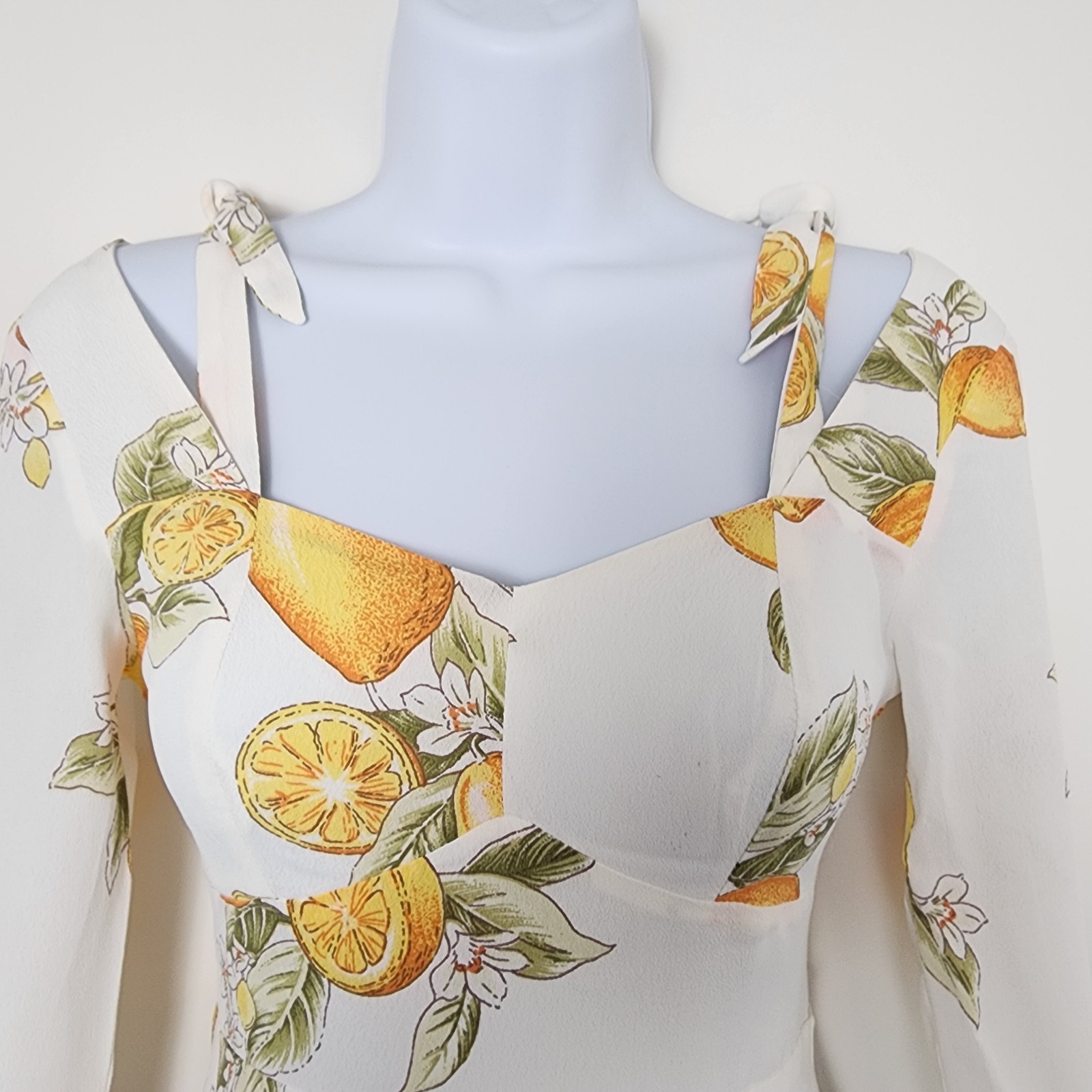 NWT For Love & Lemons Limonada Mini Dress XS Lemon Print Italian Summer Coastal