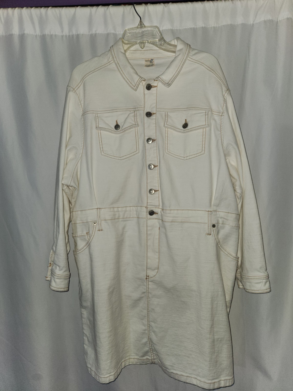 Button-Front Long Denim Jacket Dress #western rodeo #tailored #distressed #chic