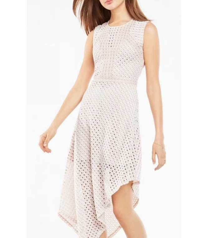 NEW BCBG MAX AZRIA TRACIE ASYMMETRICAL LACE DRESS NVW96E71/B504A SZ M