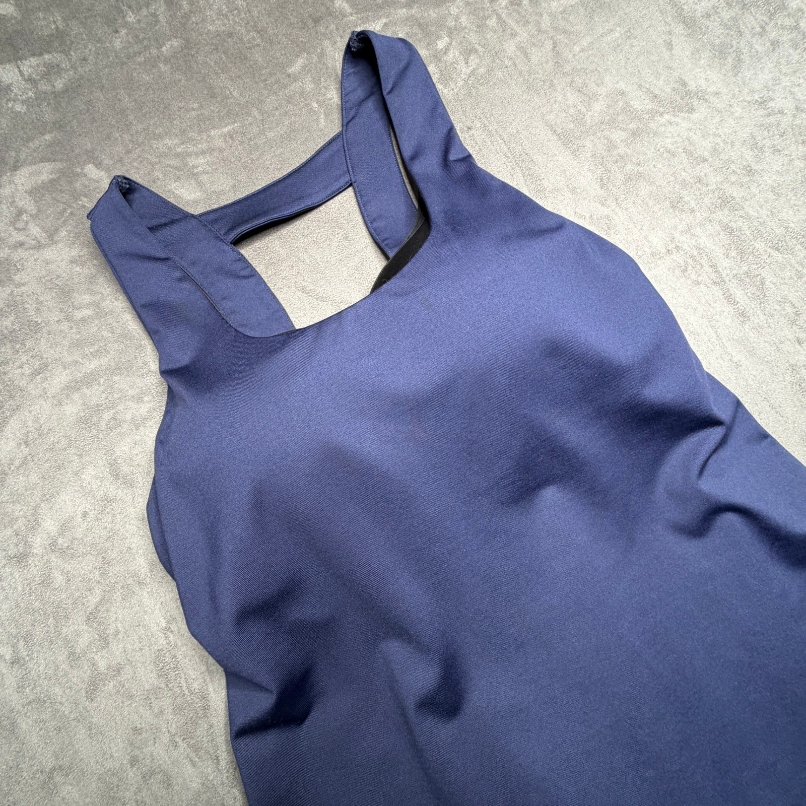 Athleta Exercise Dress Womens Medium Navy Blue Racerback Built-in Bra Active