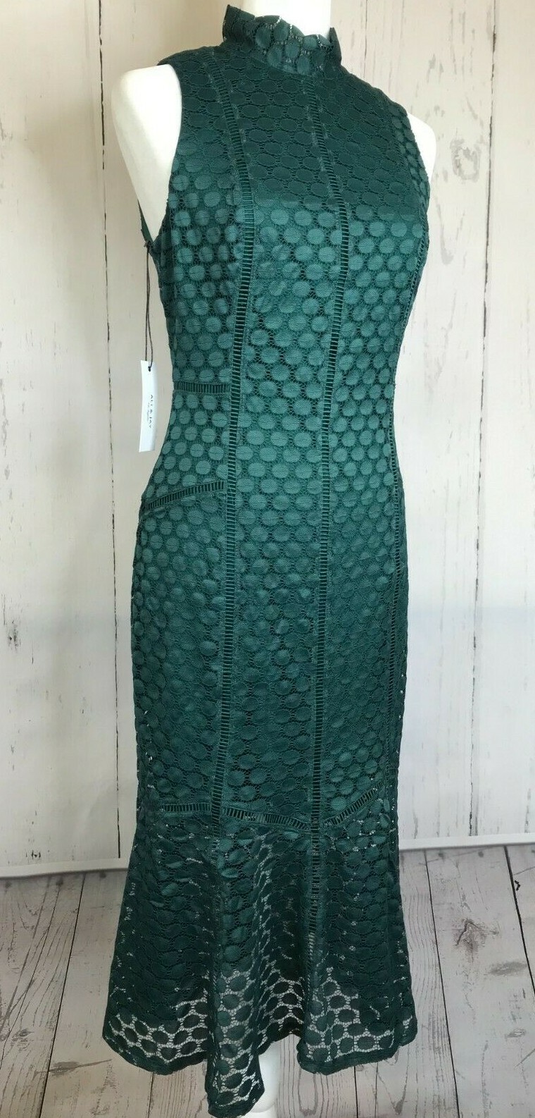 Ali & Jay All the Way Up Midi Dress Forest Green Lace Size L (10-12) NWT